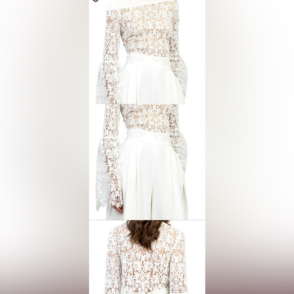 Gracia bell sleeve crop top lace blouse S